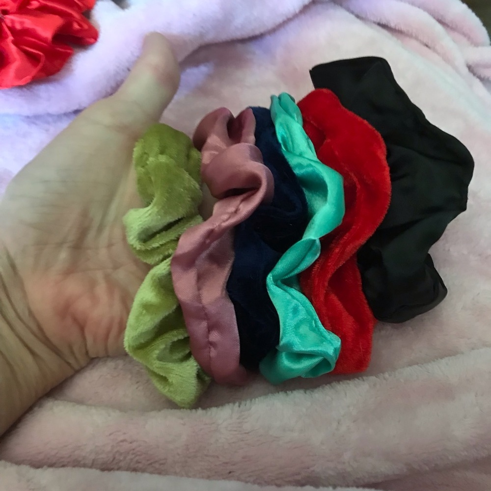 Multicolored hair scrunchies